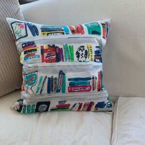 Kate Spade Colorful Book Print Throw Pillow